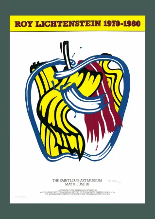 Serigrafia Lichtenstein - 'Apple' 1981 Offset-lithograph (Hand-signed)