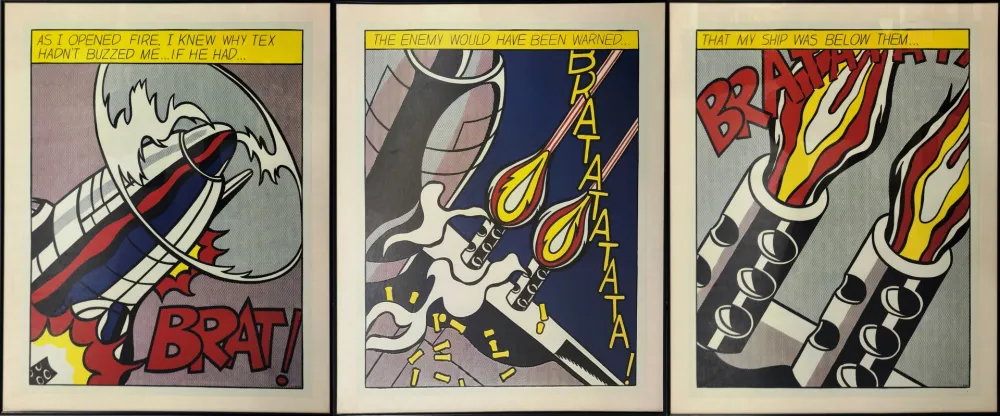 Litografia Lichtenstein - As I opened Fire, 1964. Tripytchon. 