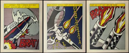 Litografia Lichtenstein - As I opened Fire, 1964. Tripytchon. 