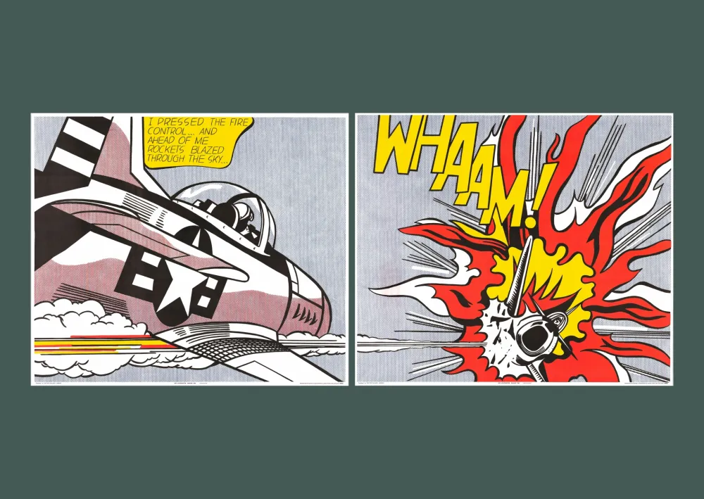 Litografia Lichtenstein - 'WHAAM!' 1986 Offset-lithograph Diptych Set