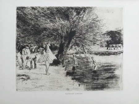 Incisione Liebermann - Badende Jungen