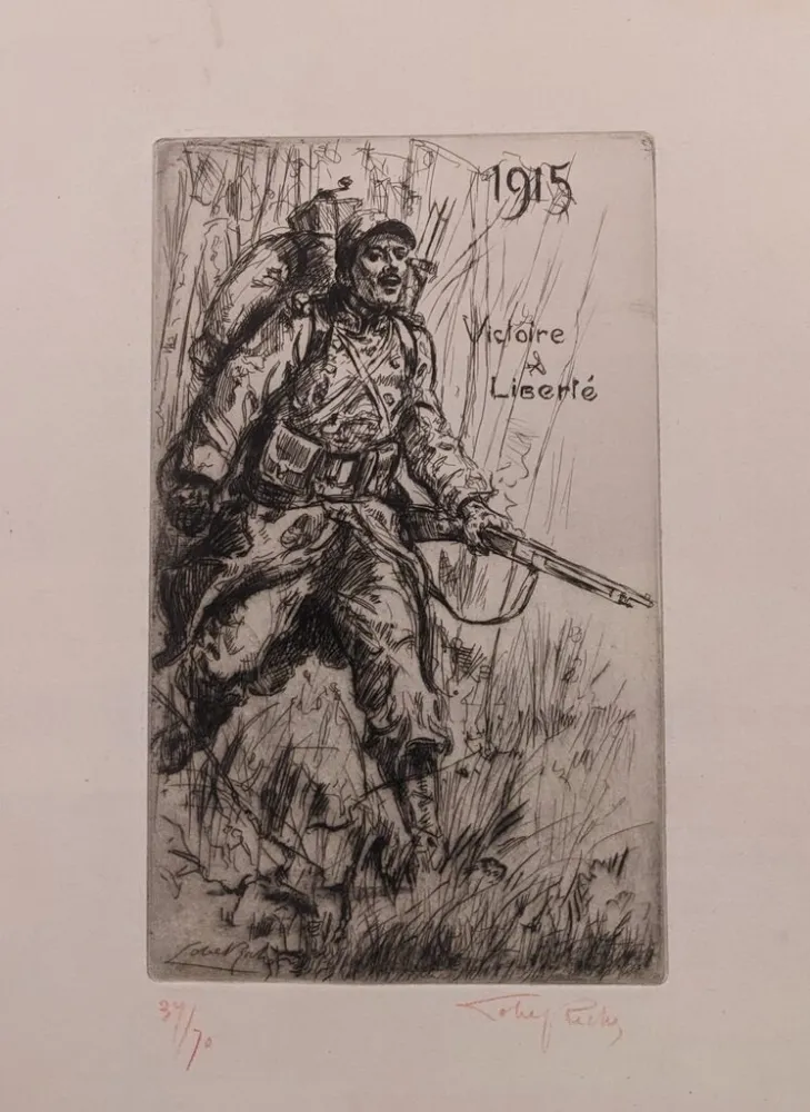 Incisione Lobel-Riche - Victoire et Liberté