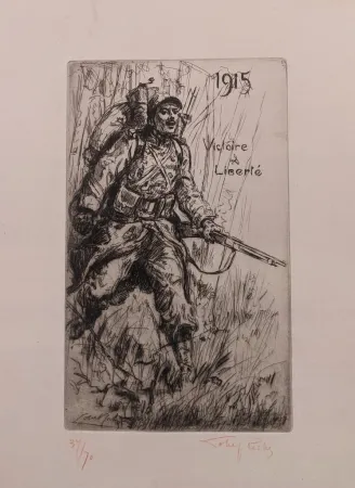 Incisione Lobel-Riche - Victoire et Liberté