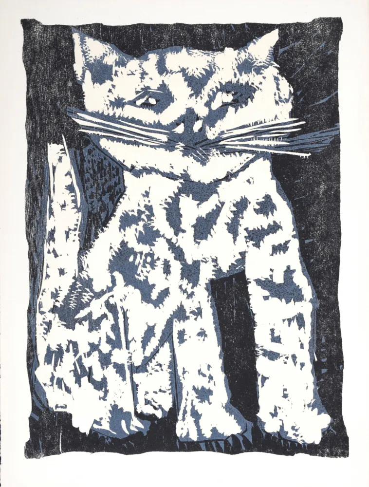 Incisione Su Legno Lorjou - Le Chat, 1965