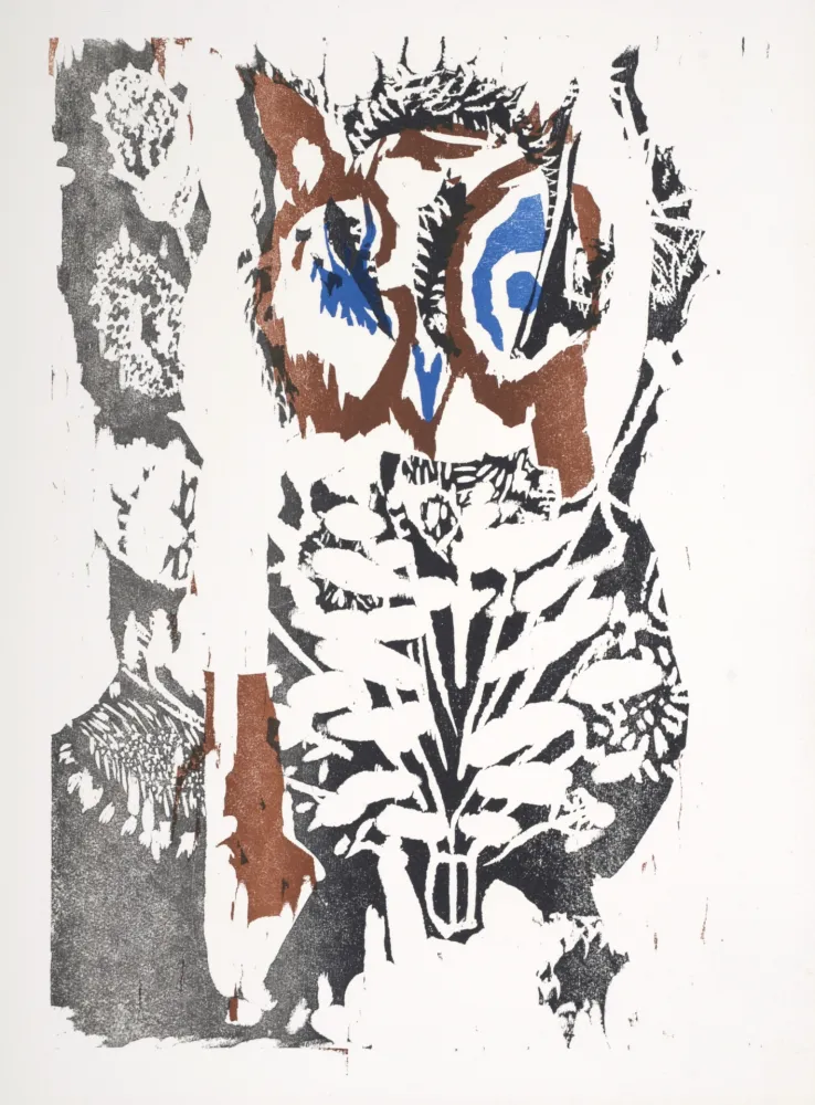 Incisione Su Legno Lorjou - Le Hibou,1965