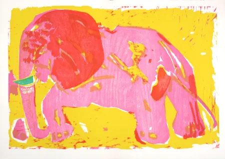 Incisione Su Legno Lorjou - L'Elephant, 1965