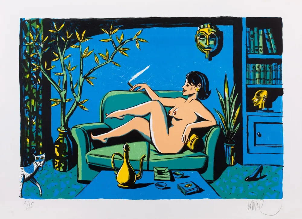 Litografia Loustal - Nu au Masque