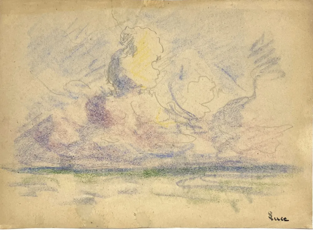 Non Tecnico Luce - Bord de mer. Vers 1900. Pastel 