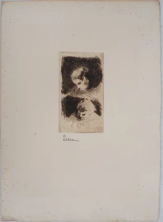Punta Secca Luce - Maximilien LUCE - Etude d'un jeune enfant Vers 1890 - Gravure originale signée 