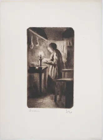 Punta Secca Luce - Maximilien LUCE - La cuisine (rue Cortot) Vers 1895 - Gravure originale signée