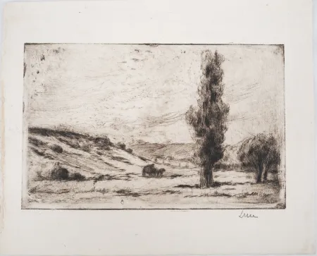 Punta Secca Luce - Maximilien LUCE - Paysage de campagne Vers 1900 - Gravure originale signée