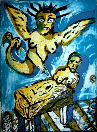 Litografia Lucebert - Composition