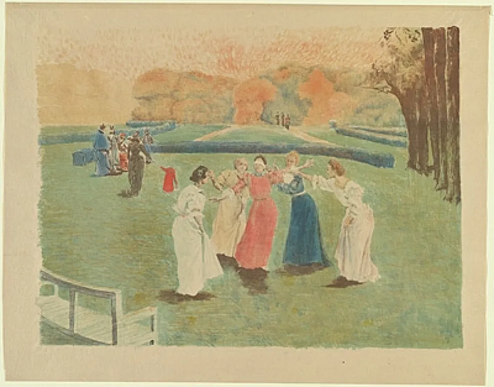 Litografia Lunois - Le colin-maillard (Blind Man's Bluff)