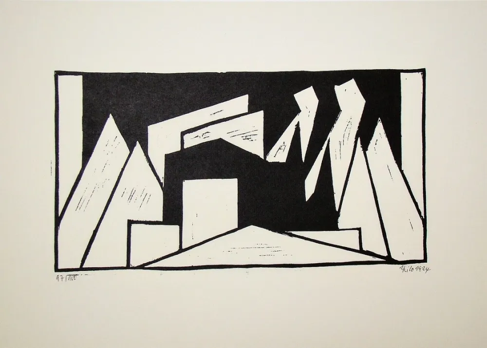 Incisione Su Legno Maatsch - Composition, 1924