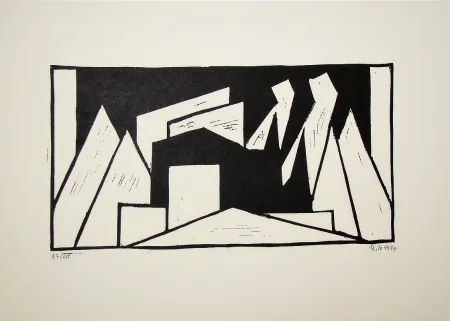 Incisione Su Legno Maatsch - Composition, 1924
