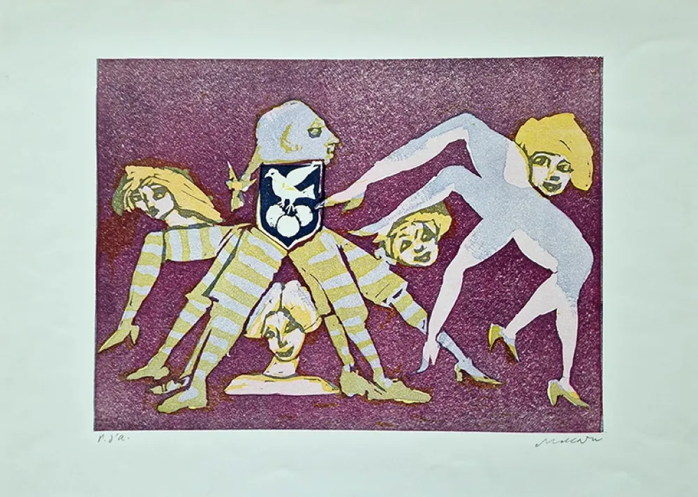 Linoincisione Maccari - Composizione