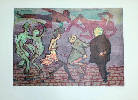 Linoincisione Maccari - Il ballo