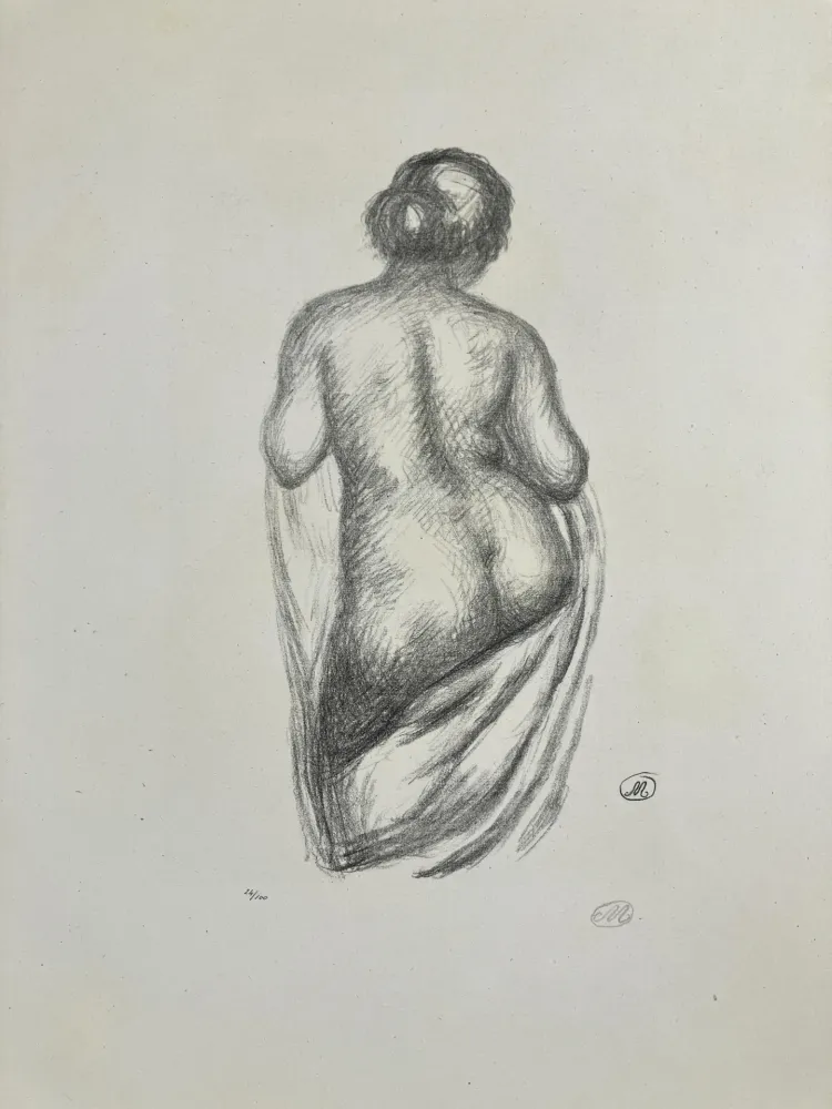 Litografia Maillol - Femme de dos drapée. 1926.