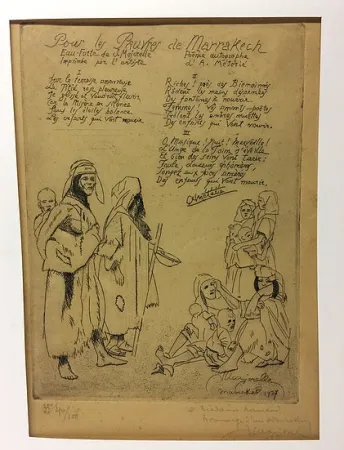 Acquaforte Majorelle - Pour les pauvres de Marrakech. 