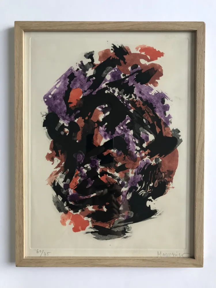 Acquatinta Manessier - Eau-forte en rouge et violet n°23 bis