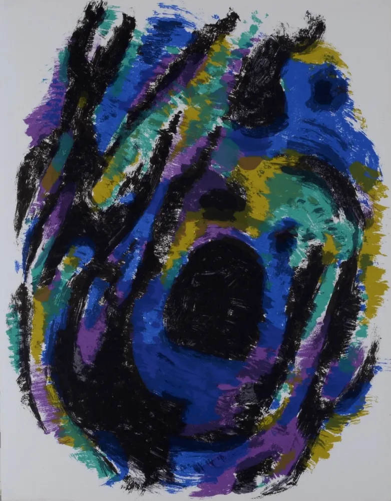 Litografia Manessier - Le Nid, Petite tache noire