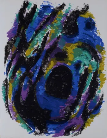 Litografia Manessier - Le Nid, Petite tache noire