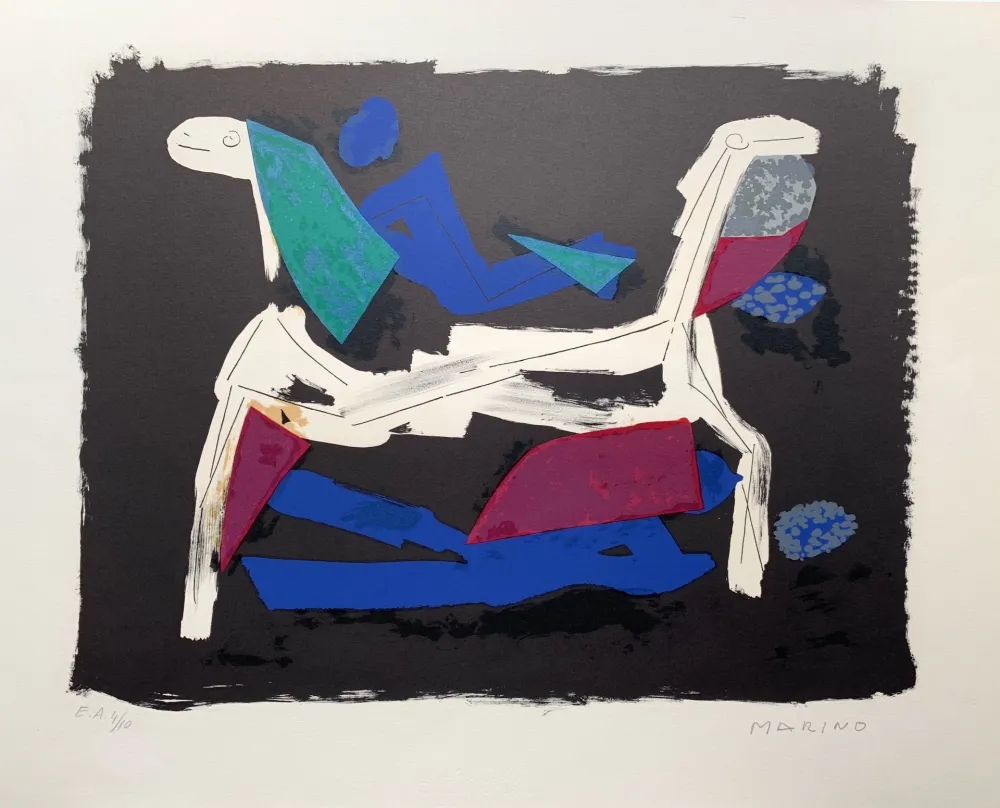 Litografia Marini - Chevaux et cavaliers I 