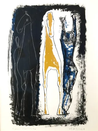 Litografia Marini - Jongleur et Deux Chevaux