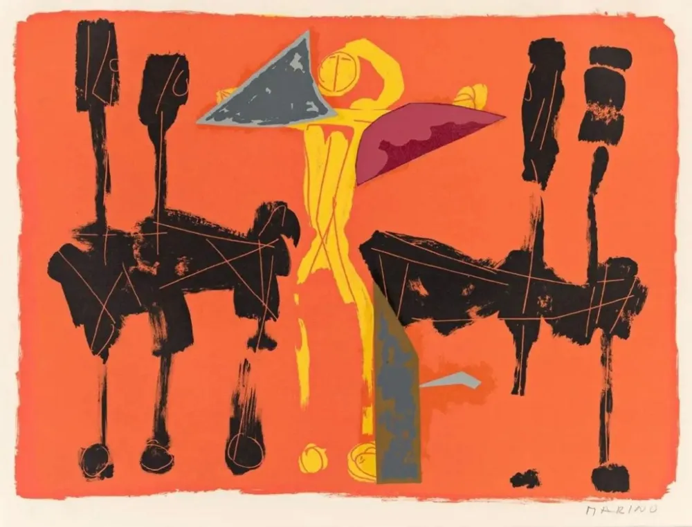 Litografia Marini - L107 Chevaux Et Cavaliers IV