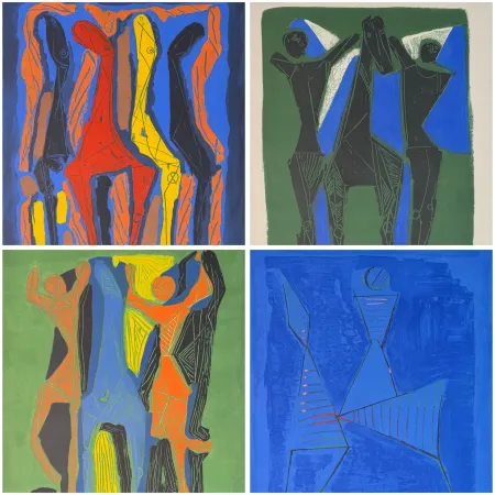 Incisione Marini - Marino Marini (1901–1980) - MARINO FROM GOETHE - Complete original folder containing 4 color etchings and aquatints on Arches paper - 1979