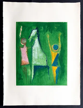 Incisione Marini - Marino Marini (1901–1980) - MARINO FROM SHAKESPEARE I - Color drypoint etching and aquatint on paper - 1977