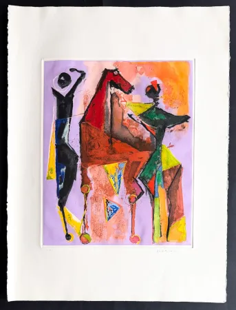 Incisione Marini - Marino Marini (1901–1980) - MARINO FROM SHAKESPEARE I - Color drypoint etching and aquatint on paper - 1977