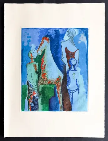 Incisione Marini - Marino Marini (1901–1980) - MARINO FROM SHAKESPEARE I - Color drypoint etching and aquatint on paper - 1977