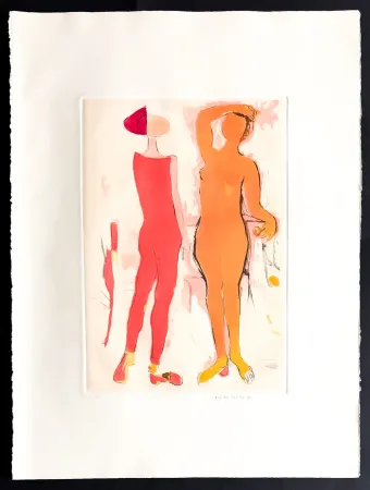 Incisione Marini - Marino Marini (1901–1980) - MARINO FROM SHAKESPEARE I - Color drypoint etching and aquatint on paper - 1977