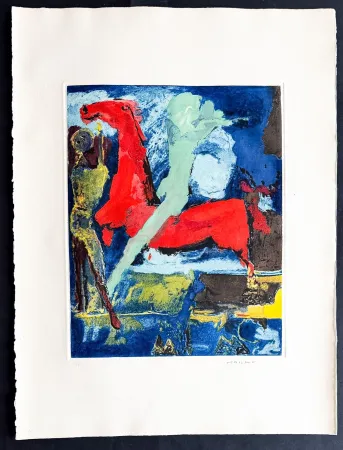 Incisione Marini - Marino Marini (1901–1980) - MARINO FROM SHAKESPEARE I - Color drypoint etching and aquatint on paper - 1977