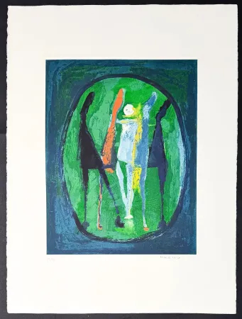 Incisione Marini - Marino Marini (1901–1980) - MARINO FROM SHAKESPEARE II - Color drypoint etching and aquatint on paper - 1978