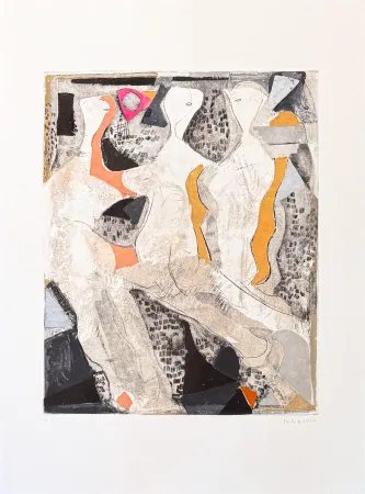 Incisione Marini - Marino Marini (1901 - 1980) - Tre grazie - Etching and color aquatint - 1975