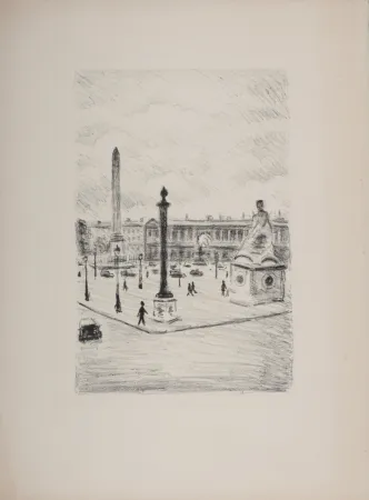 Litografia Marquet - La Place de la Concorde, 1950