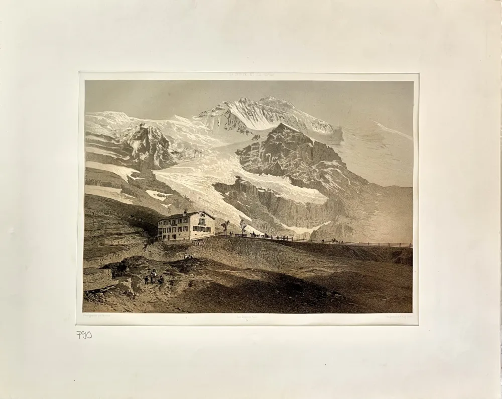 Litografia Martens - La Jungfrau Vue de la Petite Scheideck