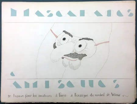 Libro Illustrato Martin - MASCARADES ET AMUSETTES. Exemplaire unique avec 14 dessins originaux de Charles Martin (1933)