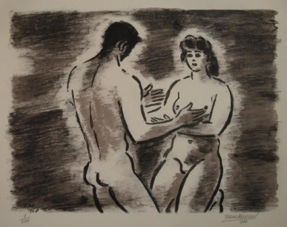 Litografia Masereel - Couple de nus