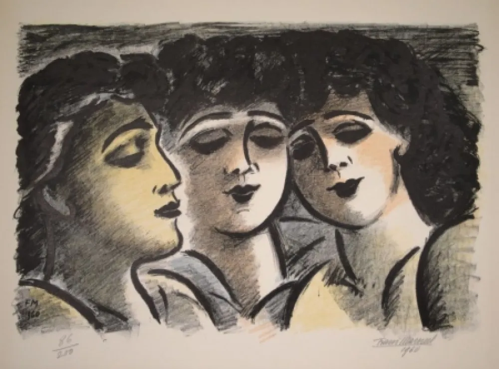 Litografia Masereel - Trois visages