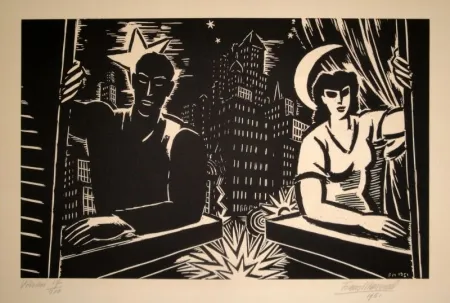 Incisione Su Legno Masereel - Voisins