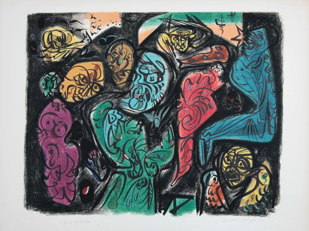 Litografia Masson - Astres et visages