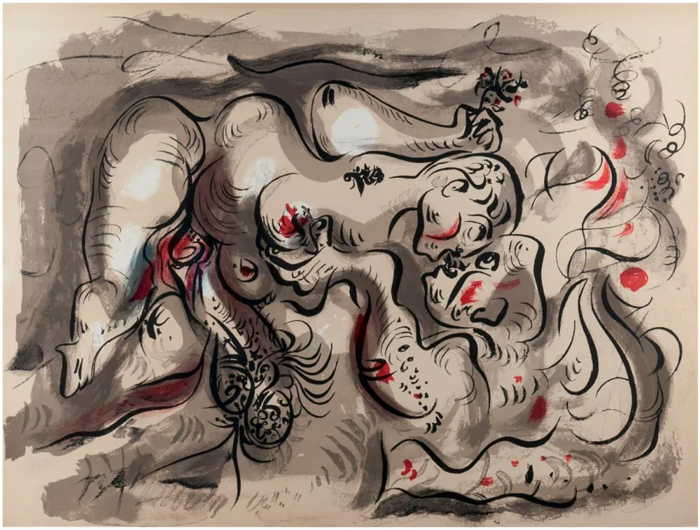 Litografia Masson - DESSINS ÉROTIQUES (portfolio de 20 lithographies). 1971.