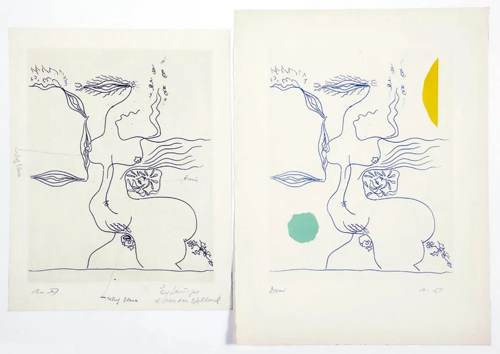 Acquaforte E Acquatinta Masson - FANTASME ÉROTIQUE (1960). 2 épreuves dont 1 unique.