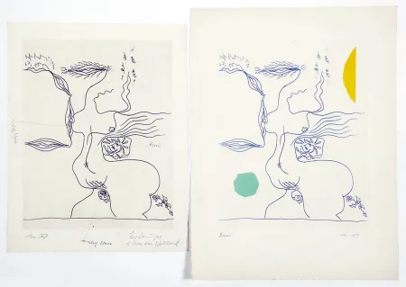 Acquaforte E Acquatinta Masson - FANTASME ÉROTIQUE (1960). 2 épreuves dont 1 unique.