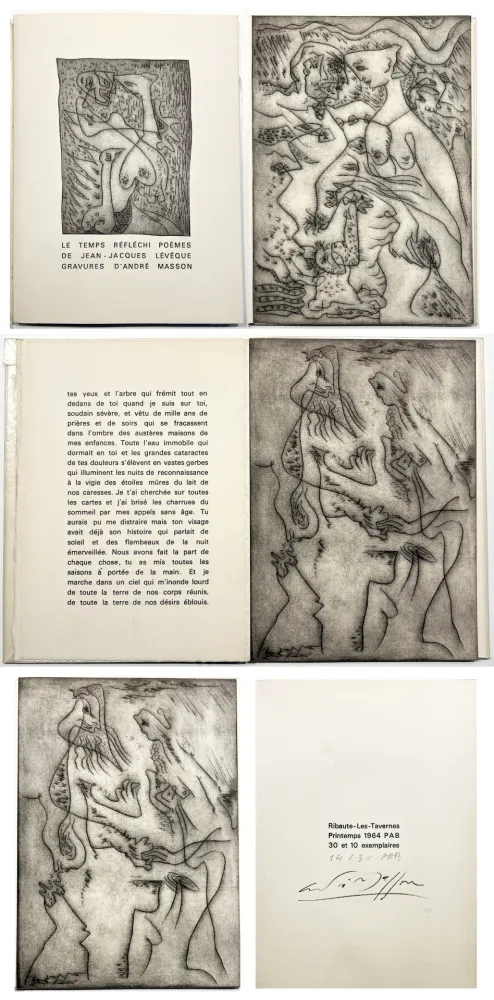 Libro Illustrato Masson - J.J Lévêque. LE TEMPS RÉFLÉCHI. Gravures d'André Masson. PAB 1964