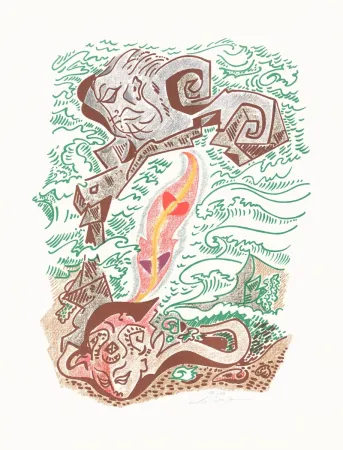 Litografia Masson - Sonnets Louise Labé