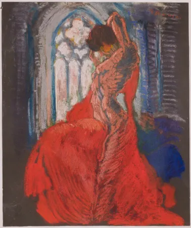 Non Tecnico Masui - Danseuse au voile rouge et vitrail